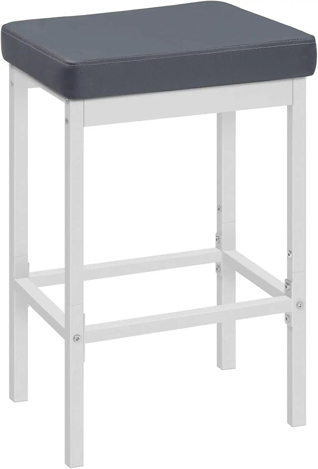 Bar Stools Set Of 2 24.8 Inch Upholstered White Gray from PriceLows™
