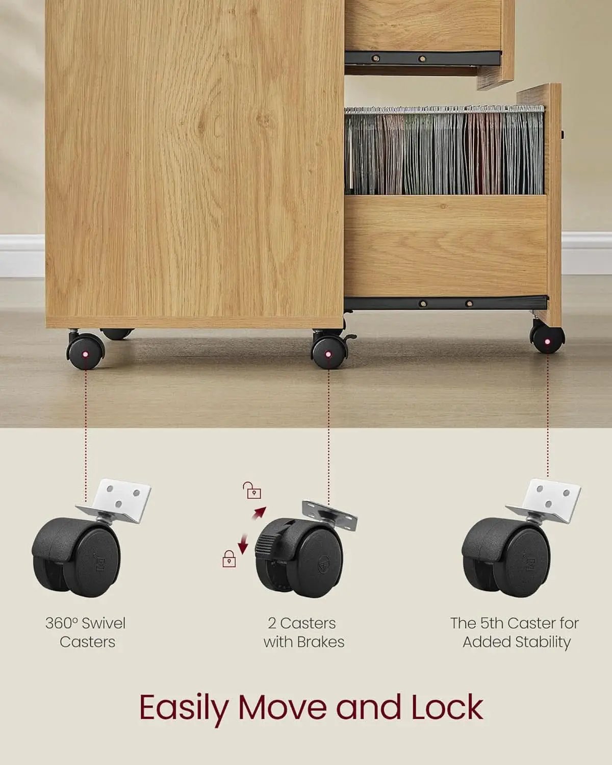 Straw Yellow 2 Drawer Rolling File Cabinet Printer Stand from PriceLows™