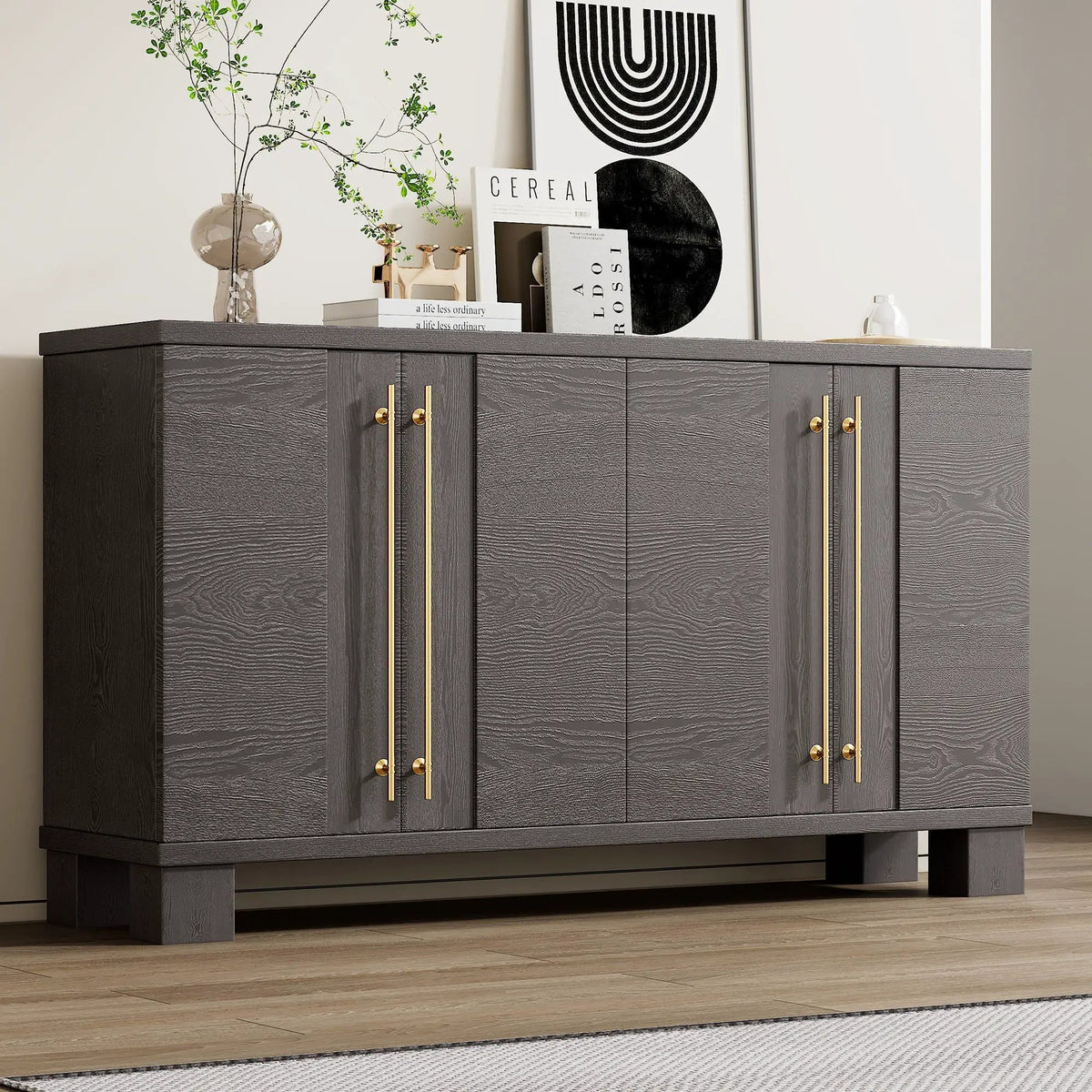 Sideboard | 3 Adjustable Shelves | Wood Grain Finish