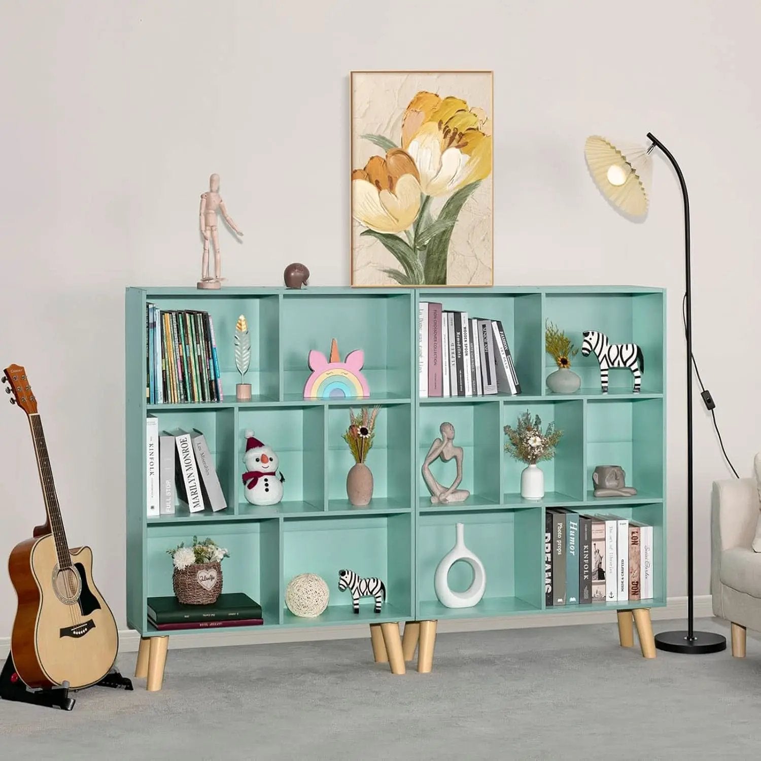 Mint Green 7 Cube Bookcase For Kids Toy Storage Organizer from PriceLows™
