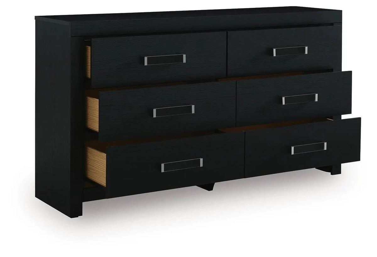 Maeling Six Drawer Dresser | 4 Pieces | Acrylic | Bedroom