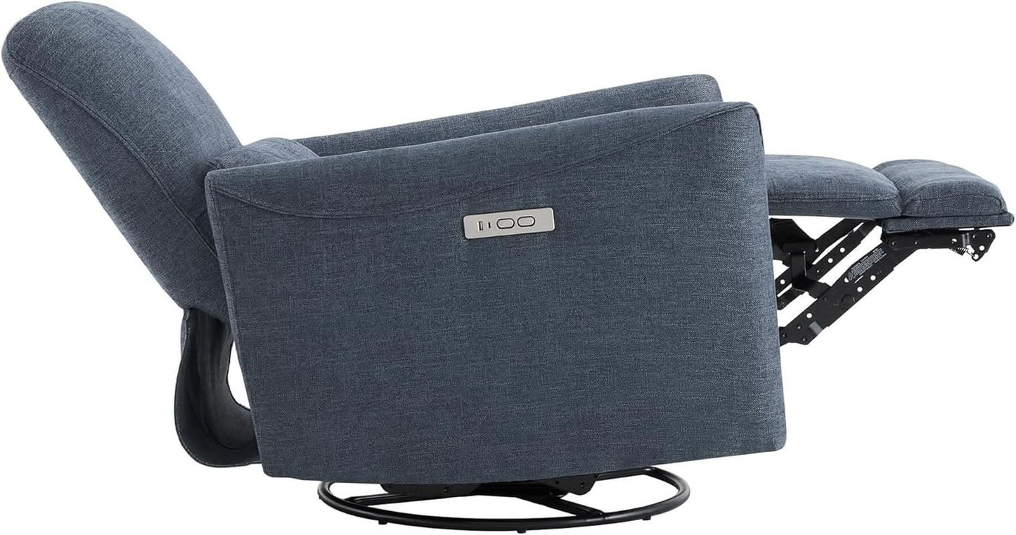 Ink Blue Power Swivel Glider Recliner With USB Charging from PriceLows™