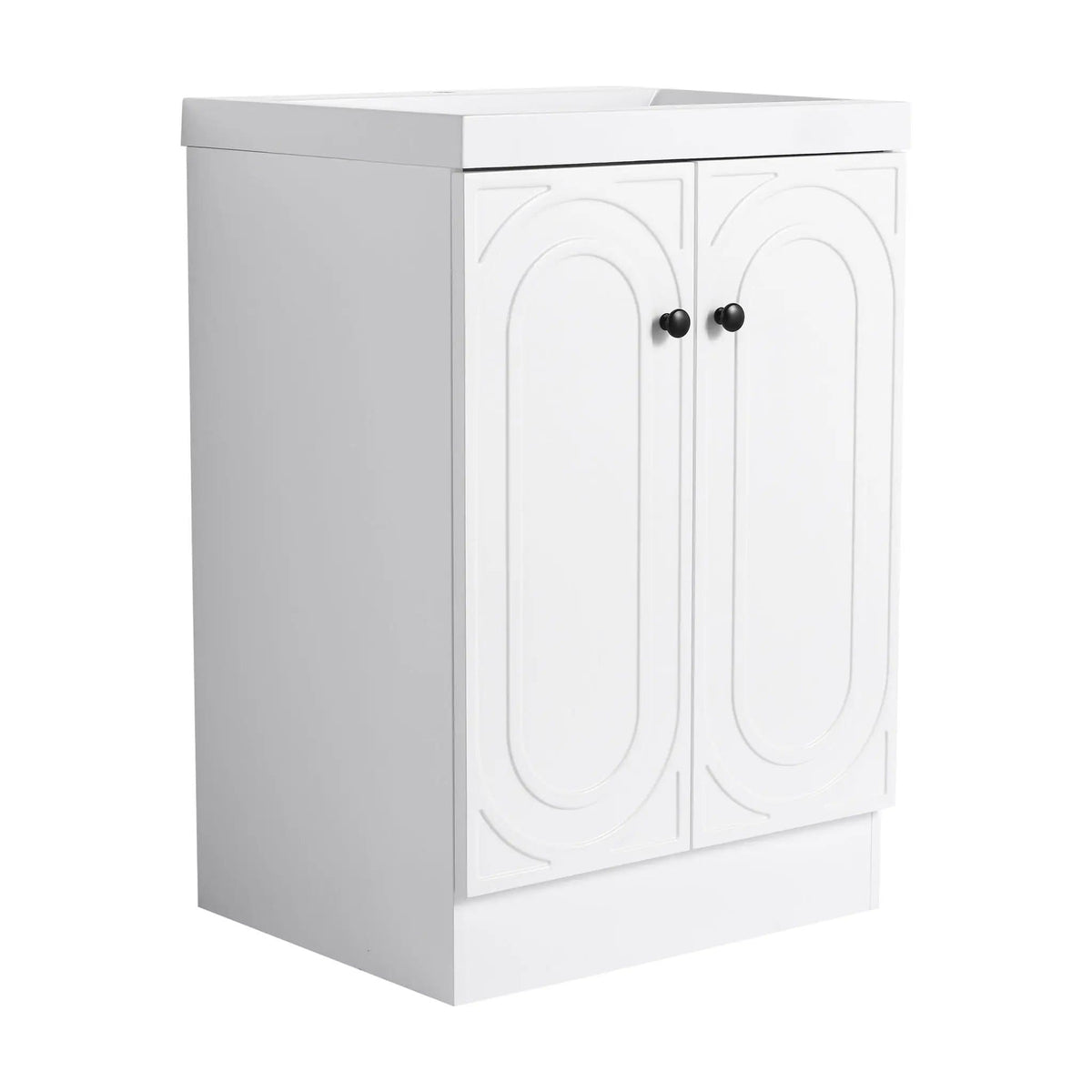 Contemporary Freestanding Bathroom Vanity With Resin Sink & Soft-Close Cabinet Doors | 7 Pieces | Stainless Steel & Plywood | Bathroom