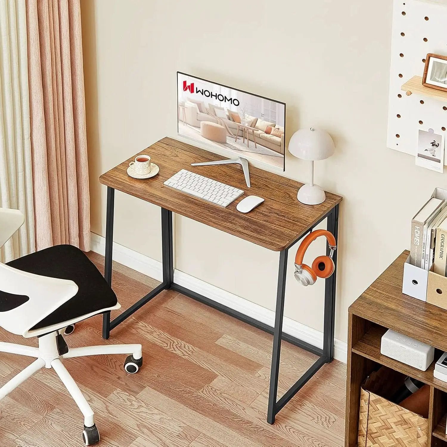 31.5 Inch Folding Computer Desk Space Saving Rustic Walnut from PriceLows™
