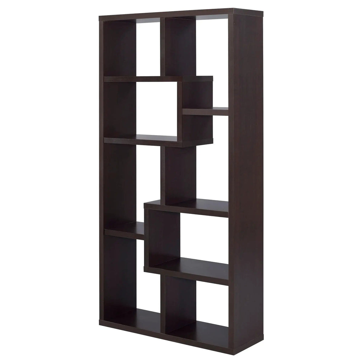 Theo 71-inch 6-shelf Bookshelf Standard Bookcase | 35 x 11.75 x 70.75 in | Engineered Wood & Veneer | Cappuccino