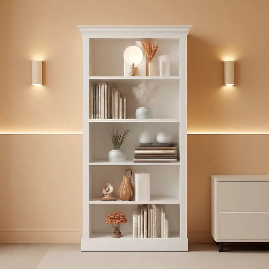 5-Shelf Bookcase Wooden Standing Rack White Living Room from PriceLows™