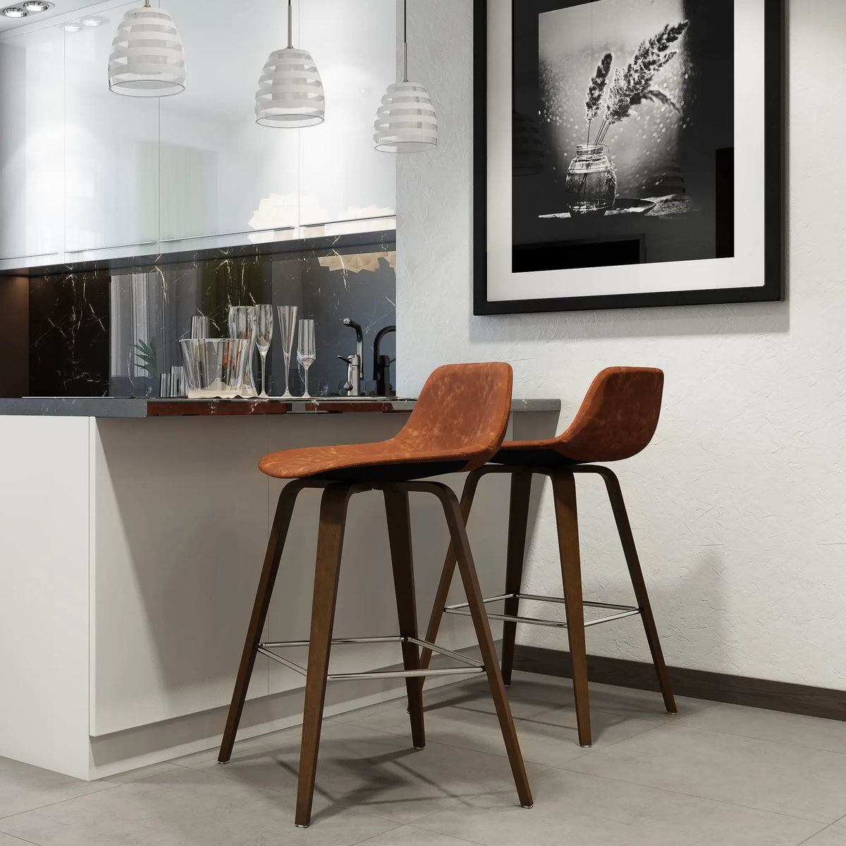 Randolph Bentwood Stools | Set Of 2 | Mid Century Modern Style | Counter And Bar Height