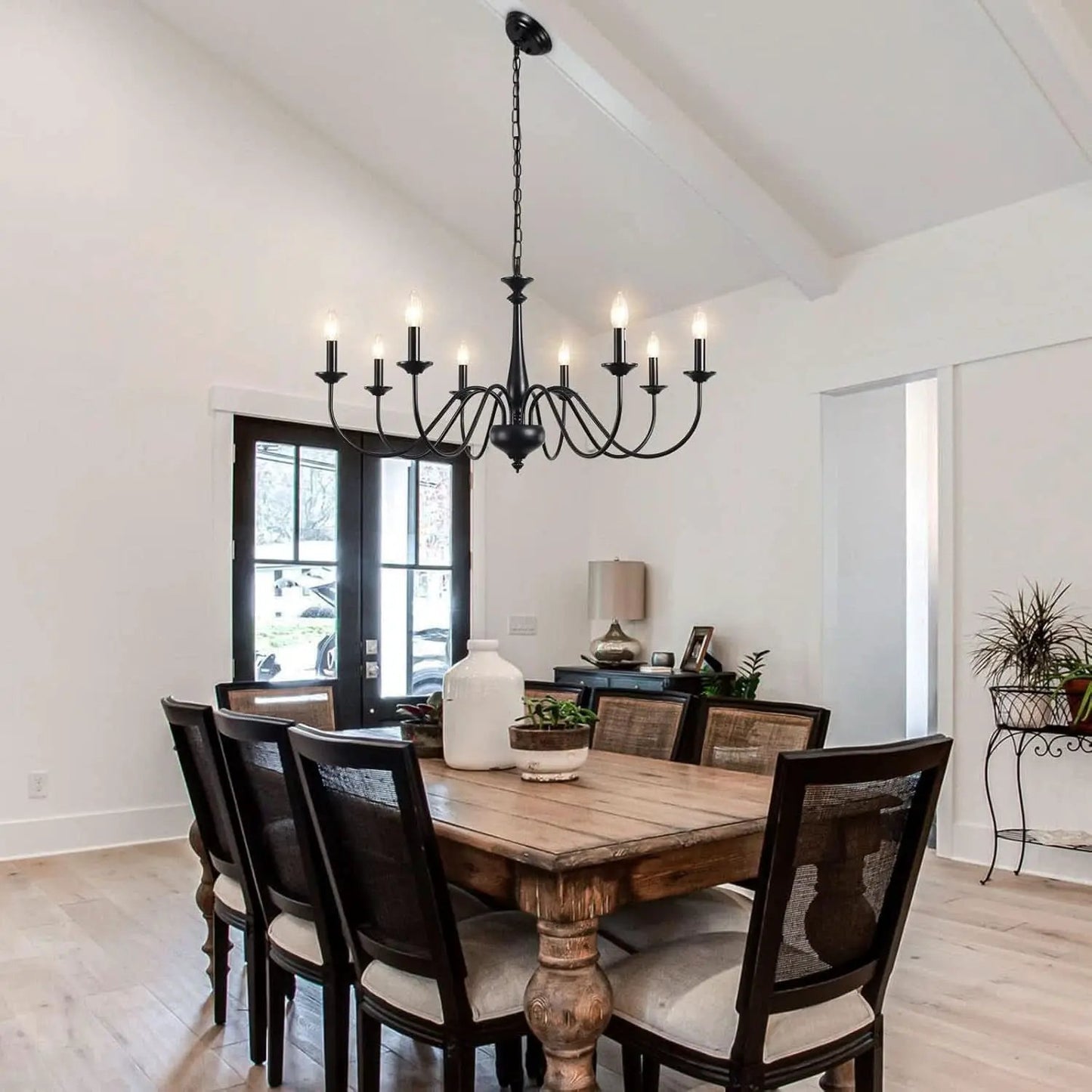 Eight Light Black Farmhouse Chandelier for Dining Room from PriceLows™