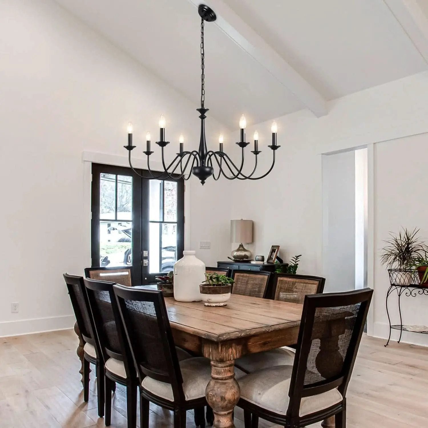 Eight Light Black Farmhouse Chandelier for Dining Room from PriceLows™
