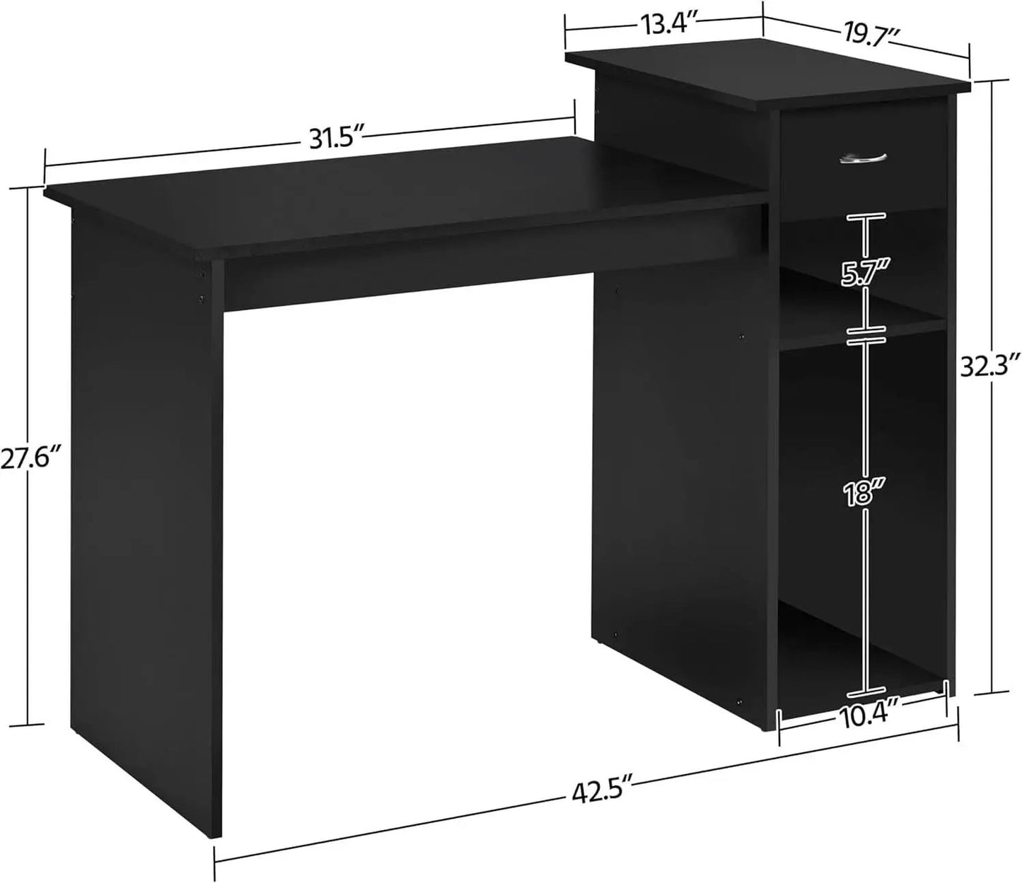 Modern Desk Drawer Shelves And Ergonomic Mesh Chair Set from PriceLows™