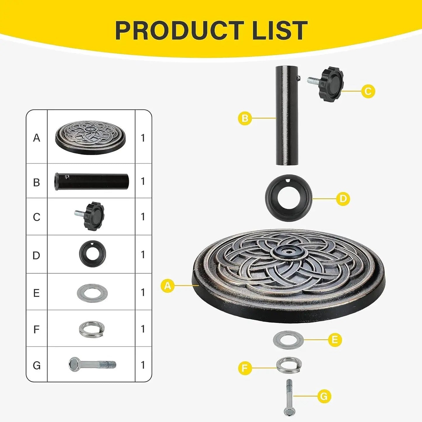 Heavy Duty 24 Pound Bronze Umbrella Base Patio Garden Stand For Outdoor Market Umbrellas from PriceLows™