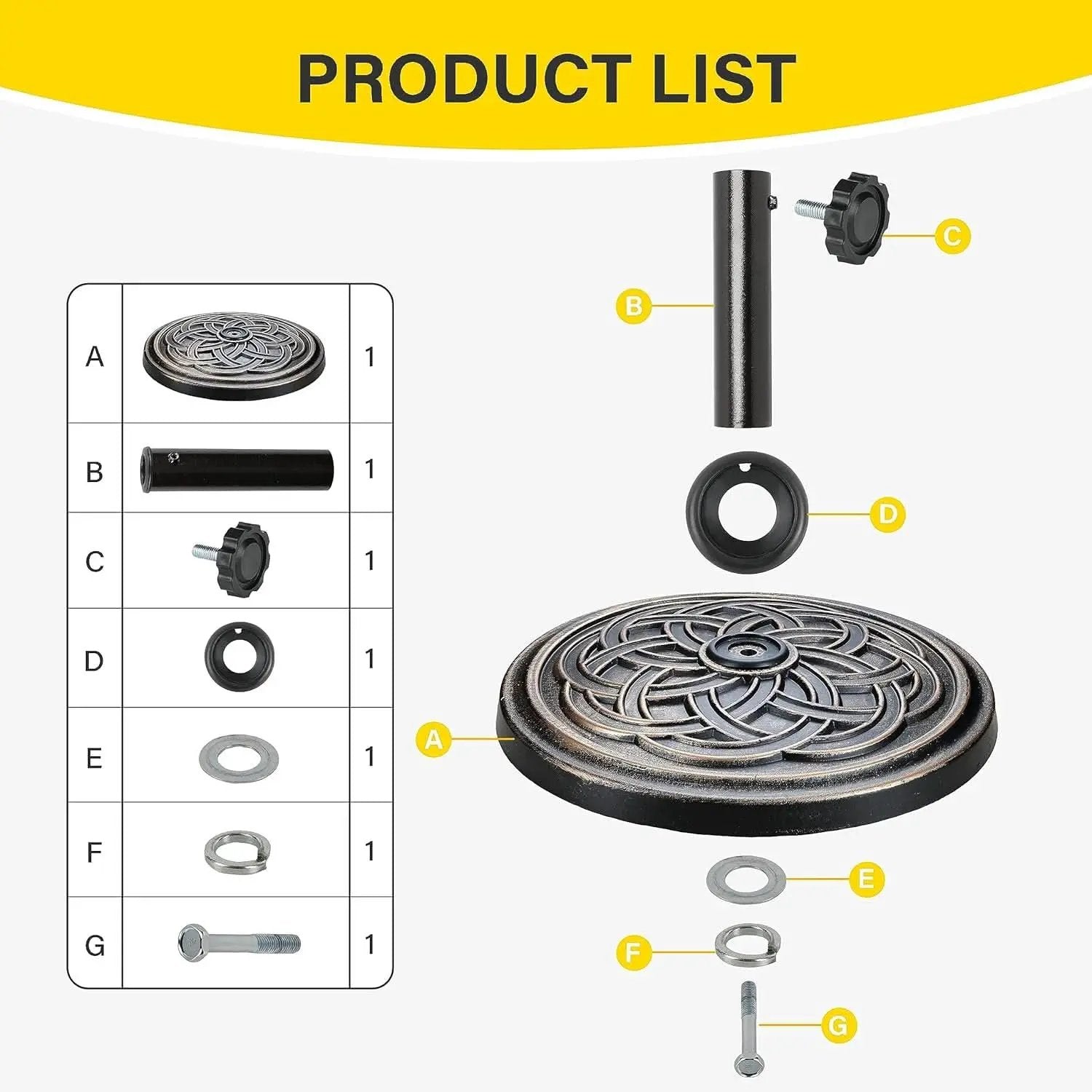 Heavy Duty 24 Pound Bronze Umbrella Base Patio Garden Stand For Outdoor Market Umbrellas from PriceLows™