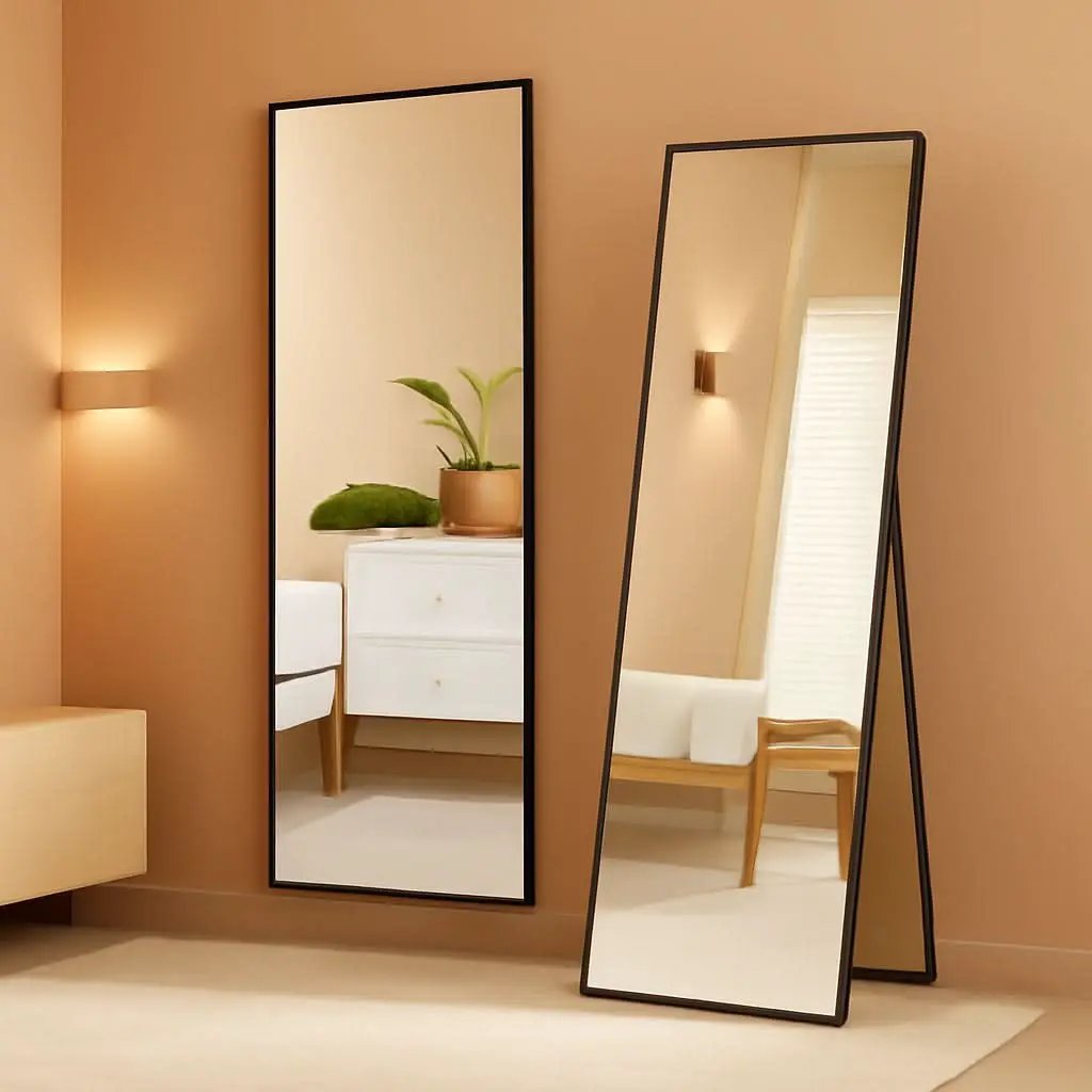 Full Length Floor Mirror 59x17 Aluminum Frame for Bedroom from PriceLows™