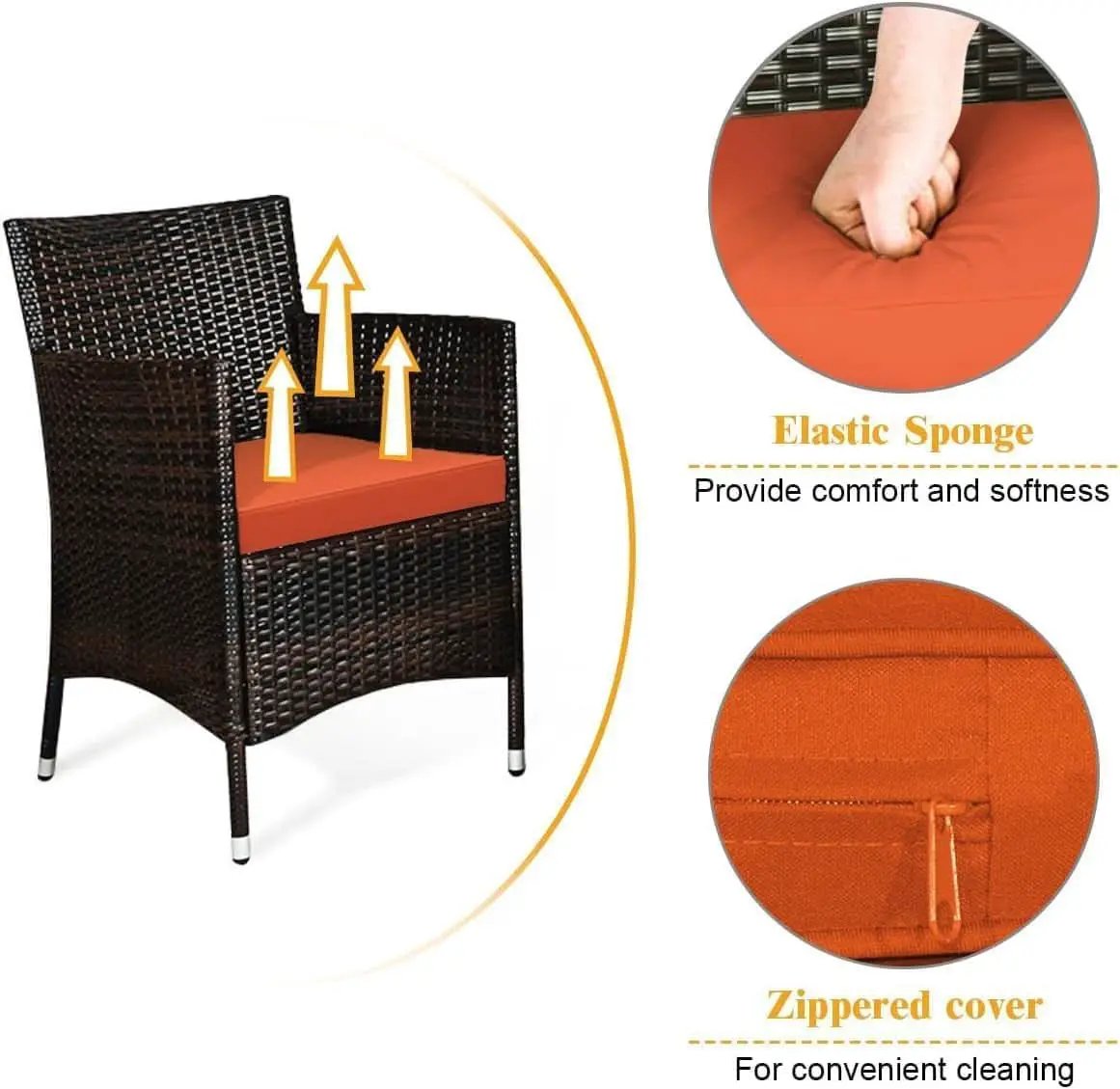 Rattan Patio Set With Cushioned Chairs And Glass Table from PriceLows™