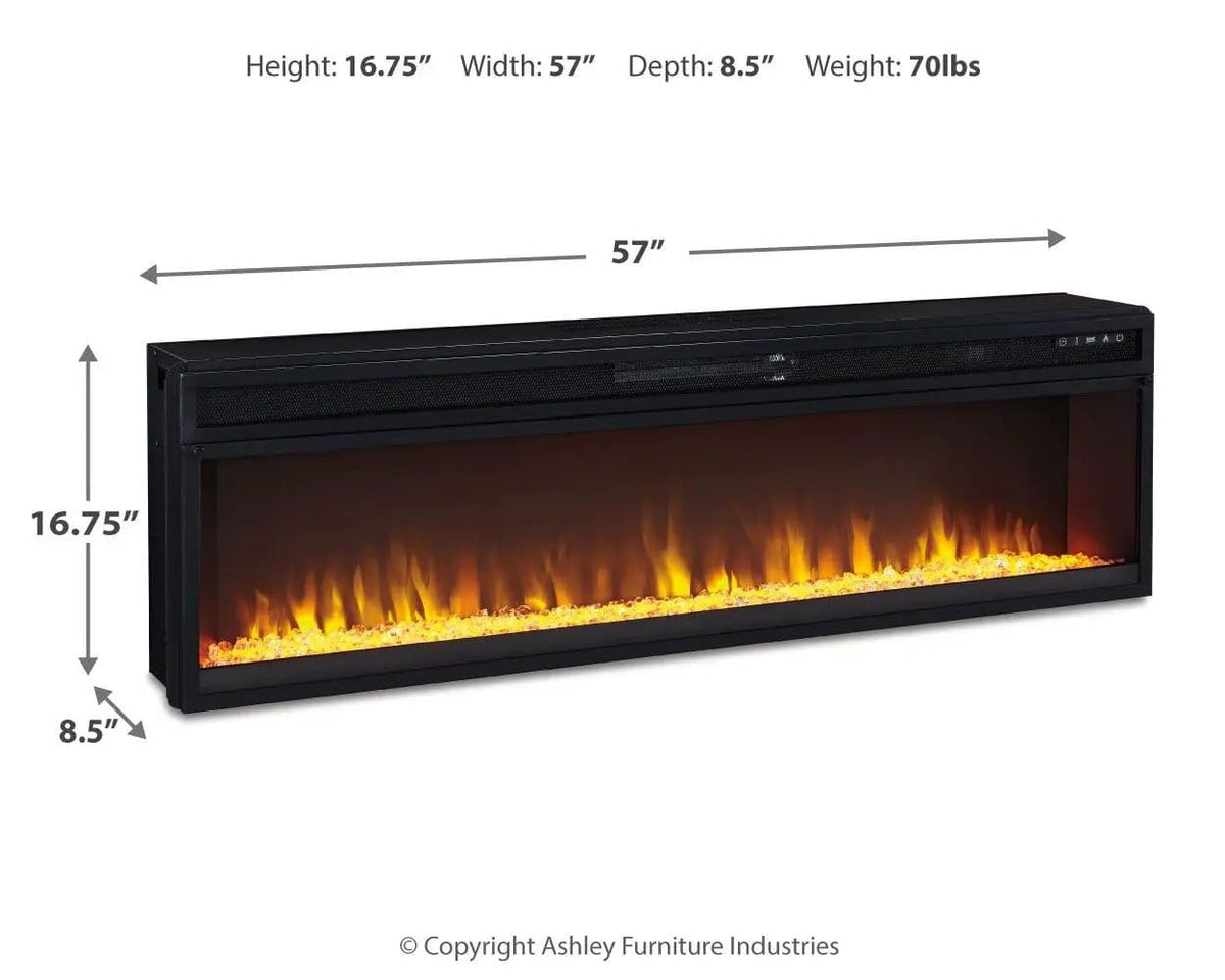 Entertainment Accessories Wide Fireplace Insert | 57.63 x 8.88 x 16.88 in | Glass | Black