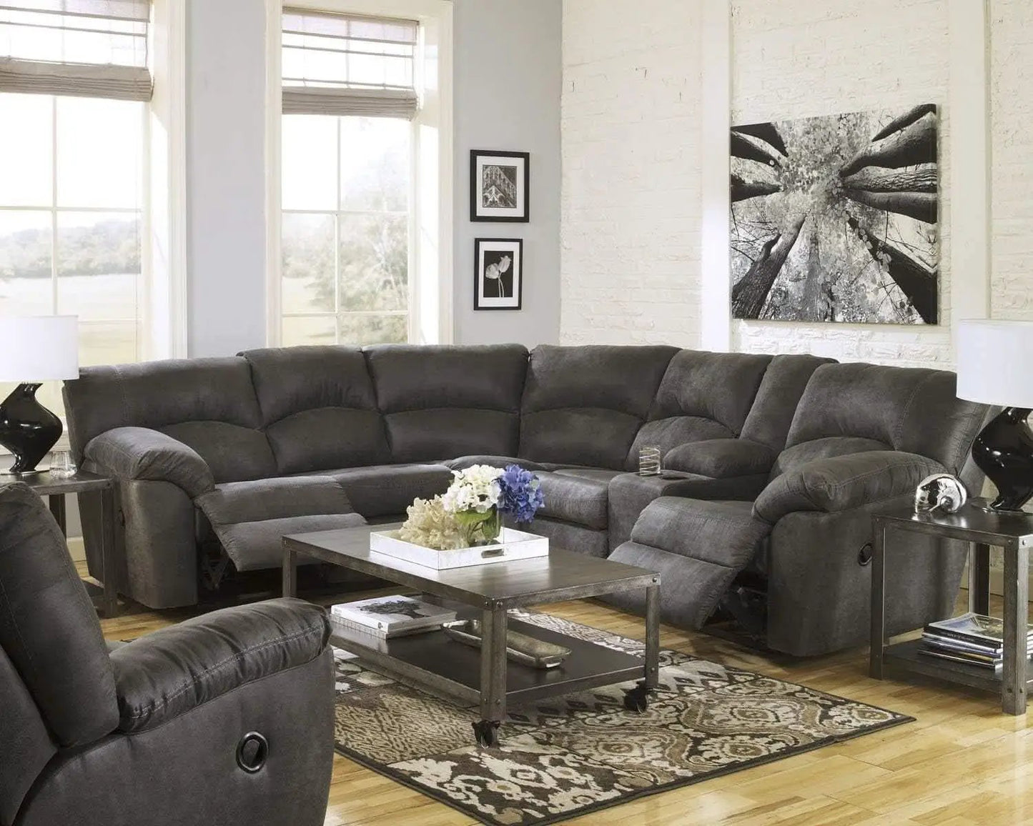 Gray Faux Leather Manual Rocker Recliner Chair Standard from PriceLows™