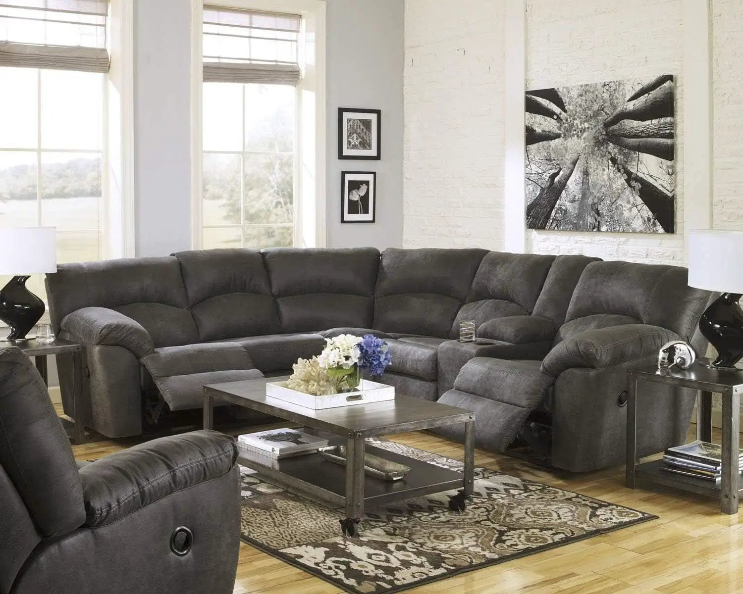 Gray Faux Leather Manual Rocker Recliner Chair Standard from PriceLows™