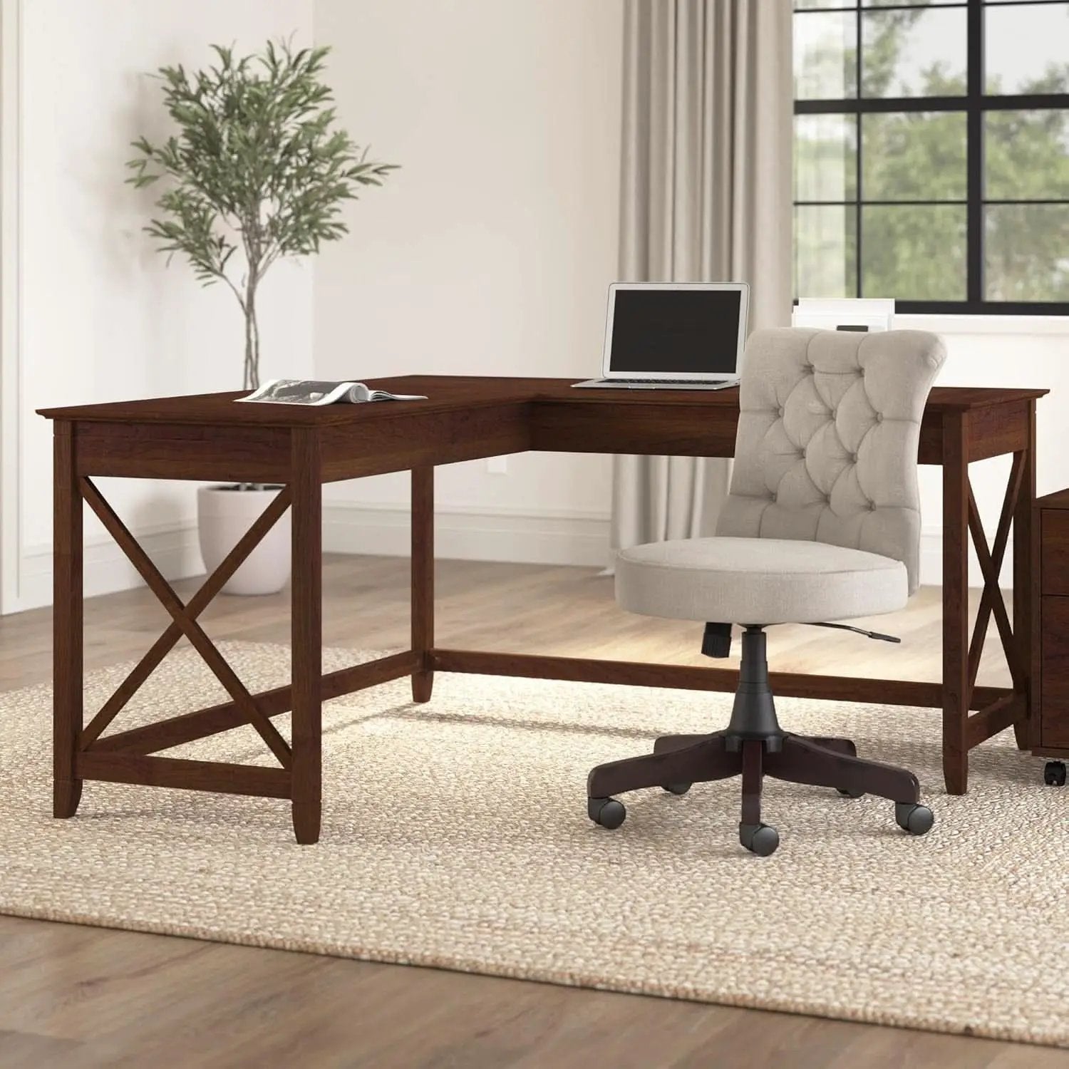 Key West 60W L Shaped Desk For Home Office Workspace from PriceLows™