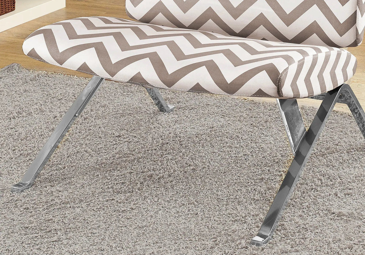 Armless Accent Chair | Chevron Pattern Fabric | Teal Accent | High-Density Foam Padding