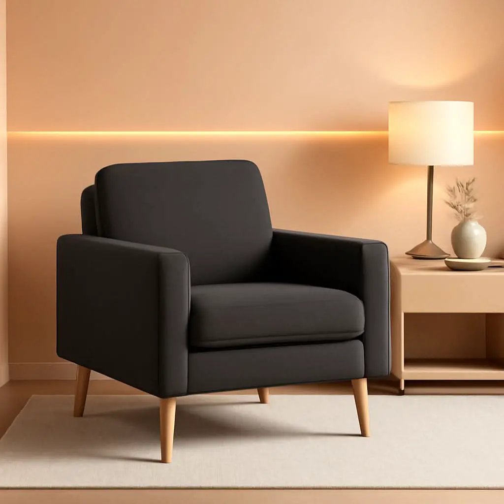 Black Modern Accent Armchair With Ergonomic Deep Seat For Living Room from PriceLows™