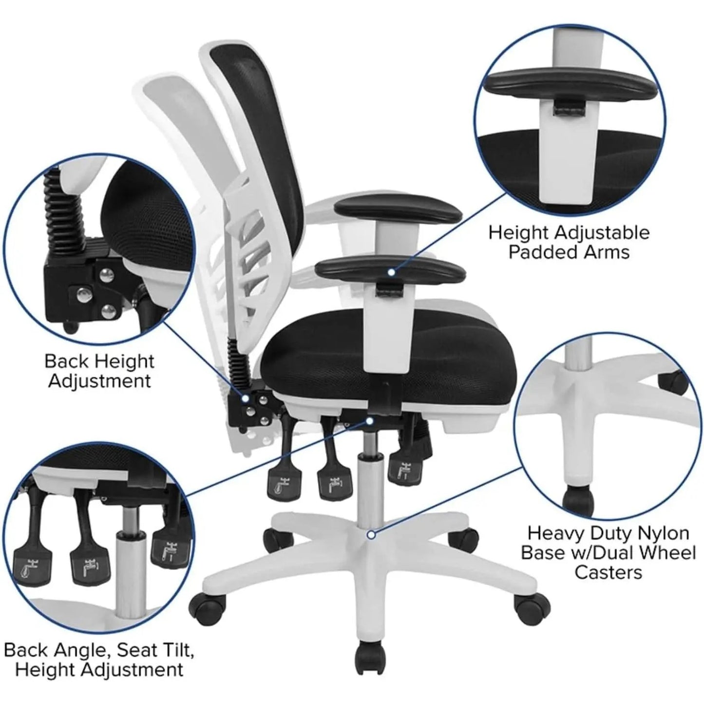 Black Mesh Executive Office Chair With Adjustable Arms from PriceLows™
