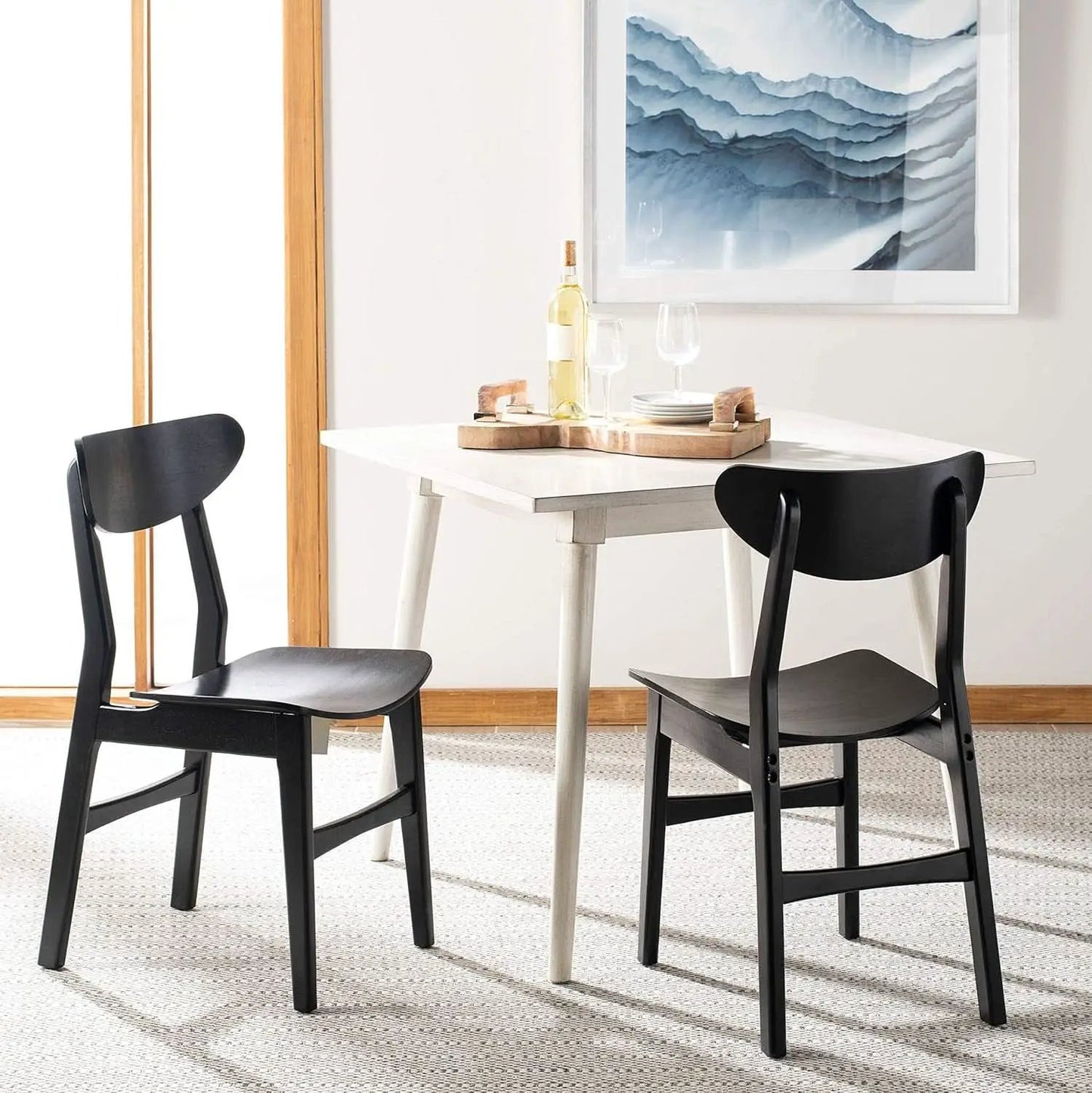 Retro Black Wood Dining Chair Set Of 2 For Home Dining from PriceLows™