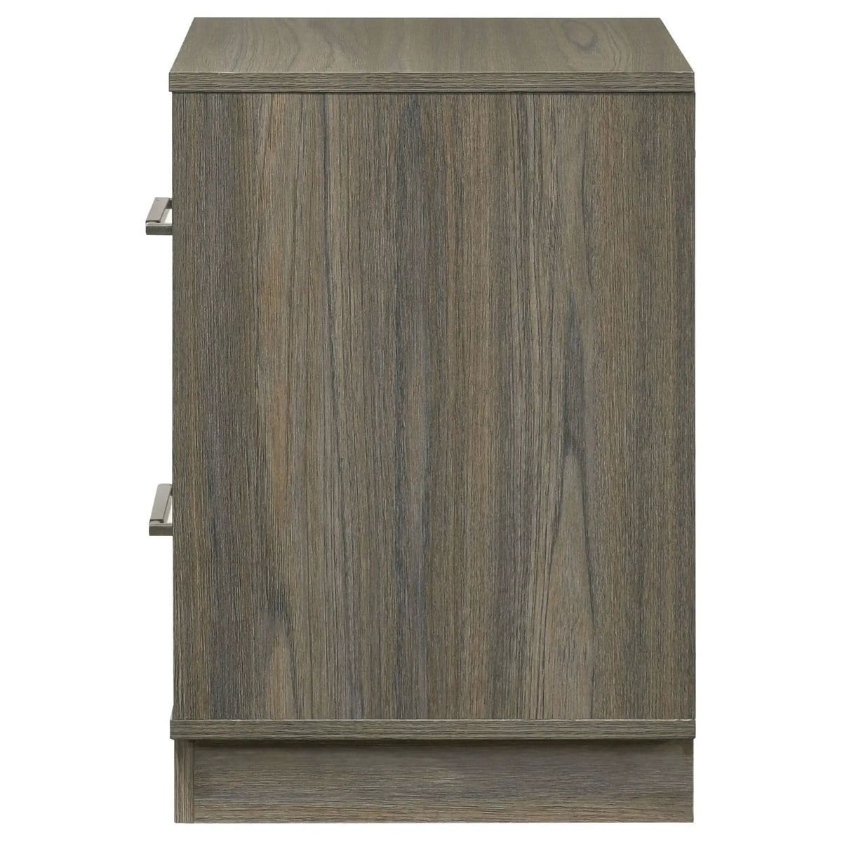 Fenwick 2-drawer Nightstand Bedside Table Grey | 23.5 x 15.75 x 23 in | Metal & Veneer | Oak