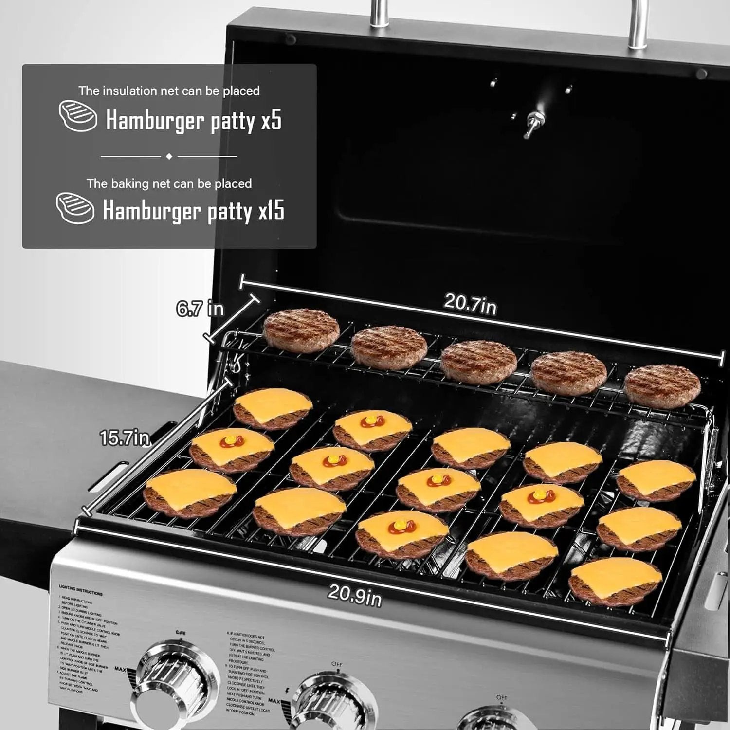 3-Burner Propane Gas Grill With Foldable Side Shelves 30,000 BTU Stainless Steel Outdoor Grill from PriceLows™