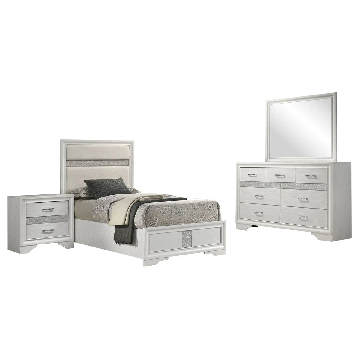Miranda 4-piece Twin Bedroom Set (Style 2) | 4-Piece Set | Bedroom Furniture | White