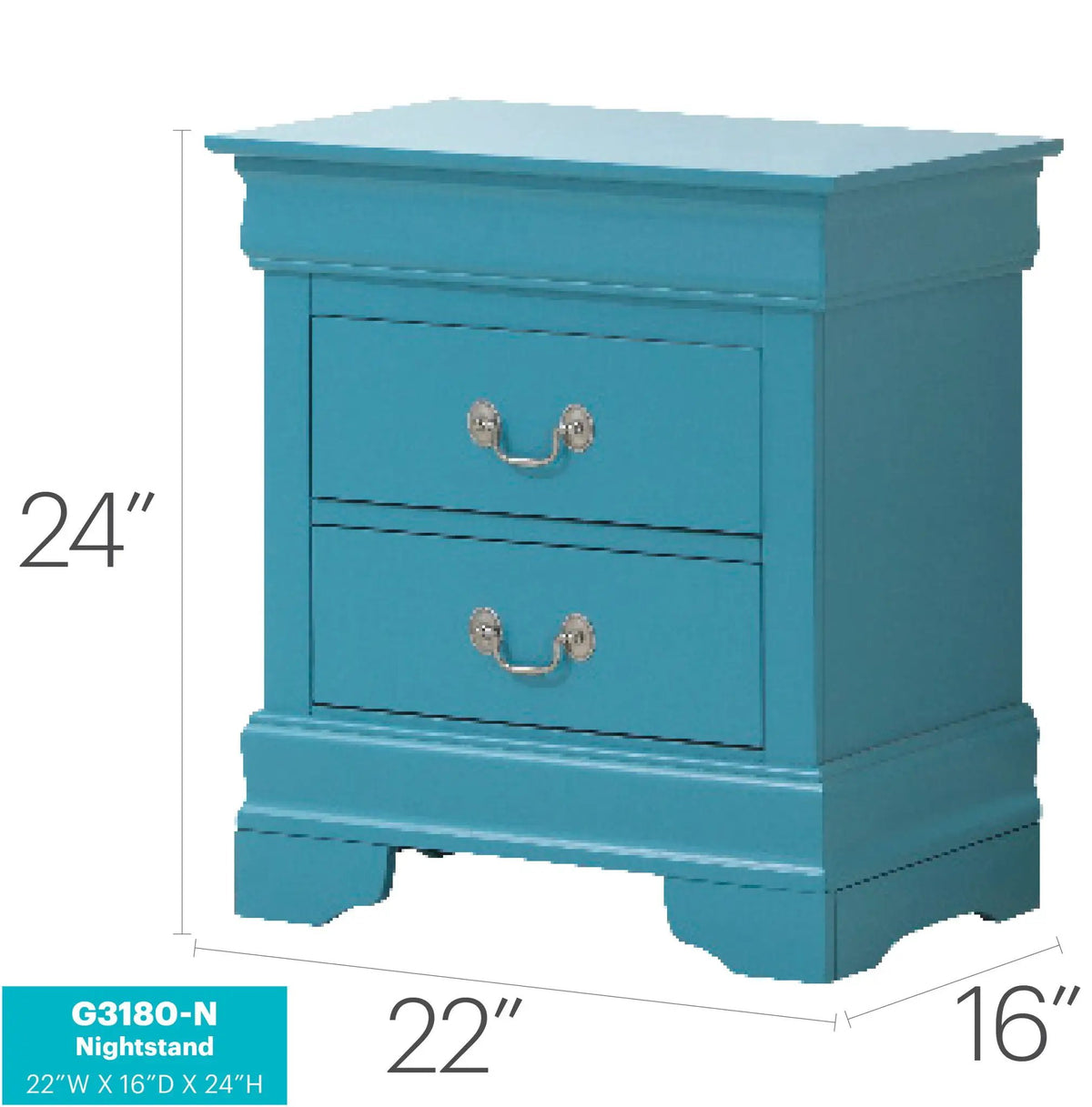 Louis Phillipe Nightstand | Traditional Wood Design | English Dovetailed Drawers | Metal Center Guides