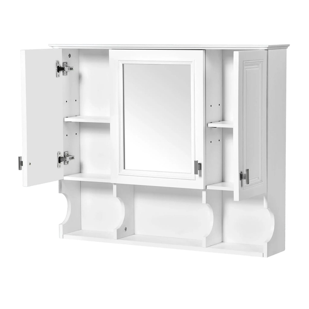 Wall Mounted Medicine Cabinet | Mirror | Open Shelves | 35 Inch Width
