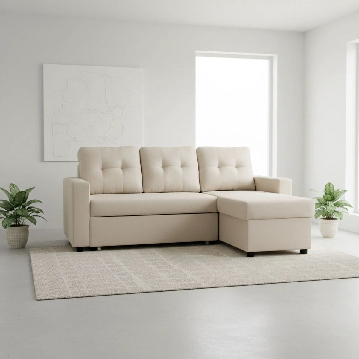 Convertible L Shaped Sectional Sleeper Sofa | Pull Out Bed | 2-in-1 Design | Space-Saving