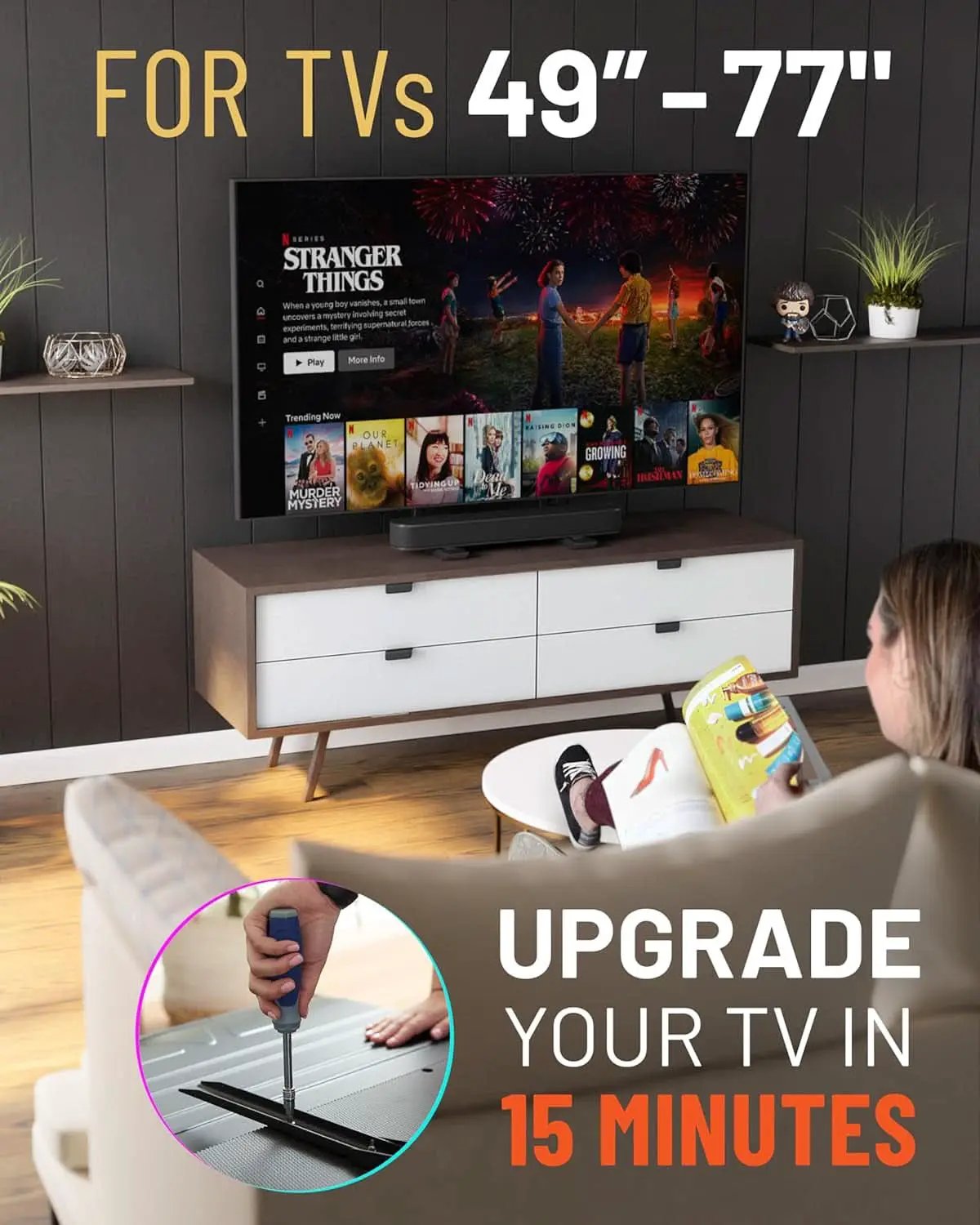 Universal Height Adjustable TV Stand For 49 To 77 Inch TVs from PriceLows™