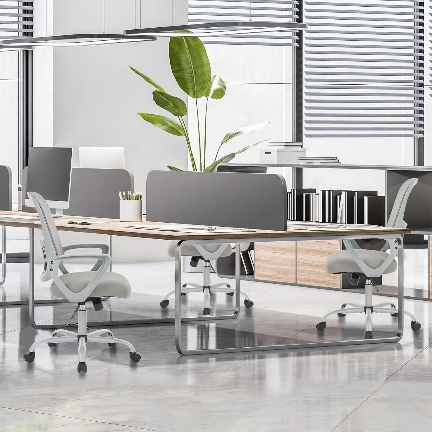 Ergonomic Mesh Office Chair With Lumbar Support And Rolling Wheels Grey from PriceLows™
