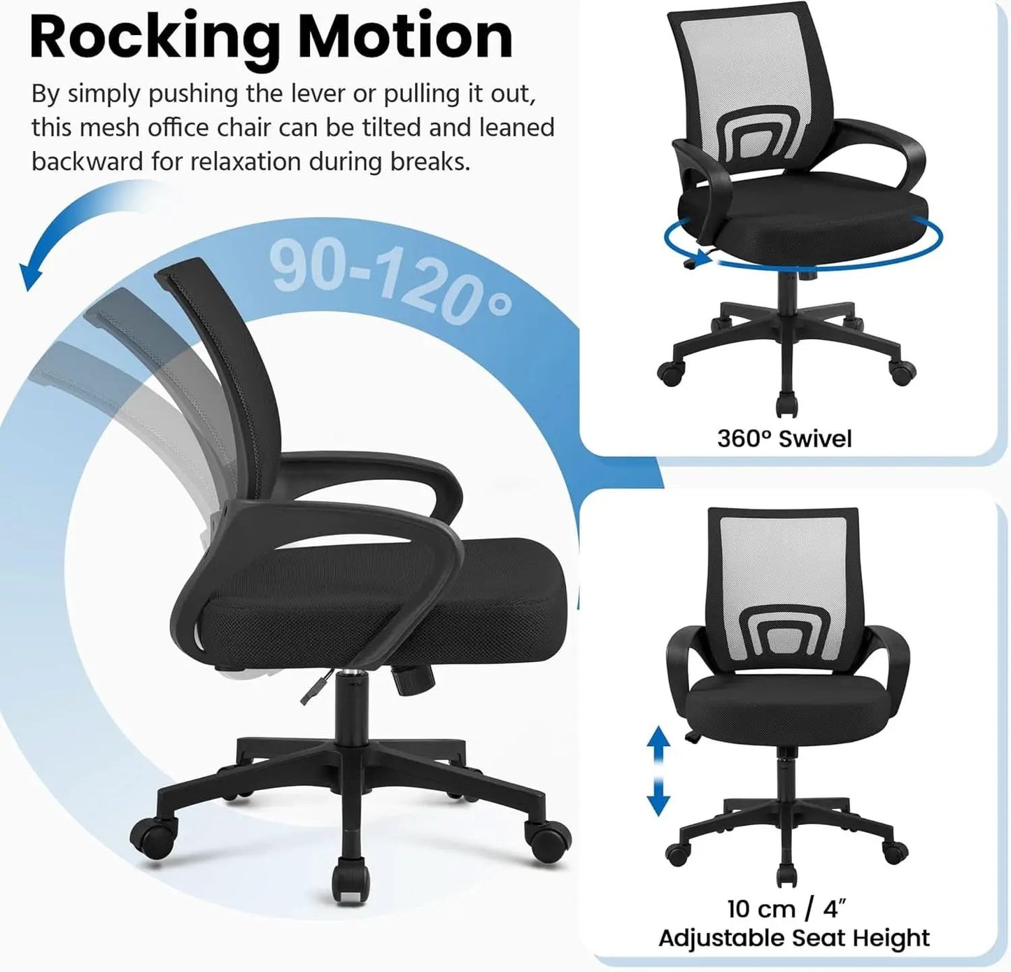Ergonomic Mesh Office Chair With Lumbar Support Black from PriceLows™