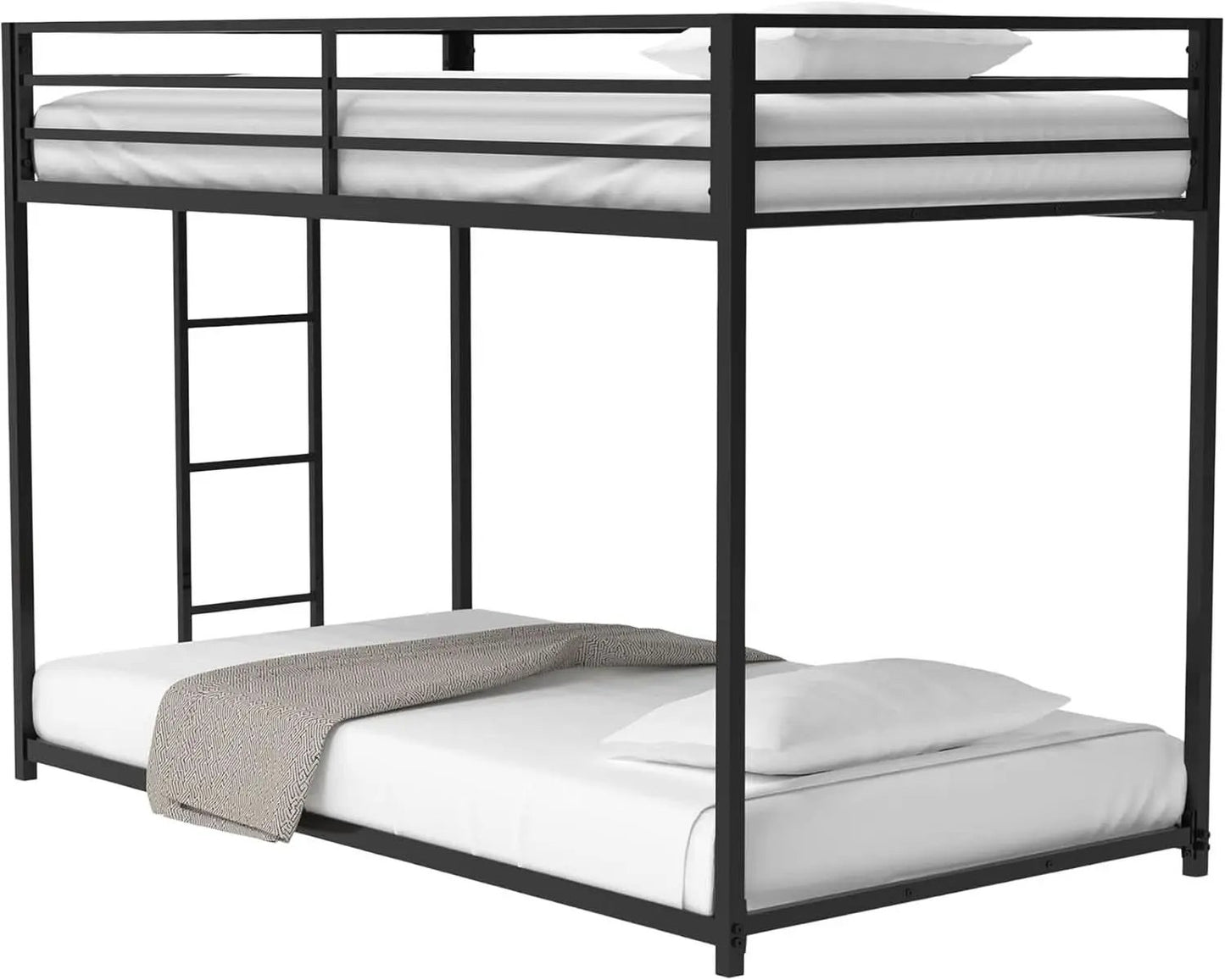 Twin Bunk Bed Black With Stable Ladder For Adults And Teens from PriceLows™