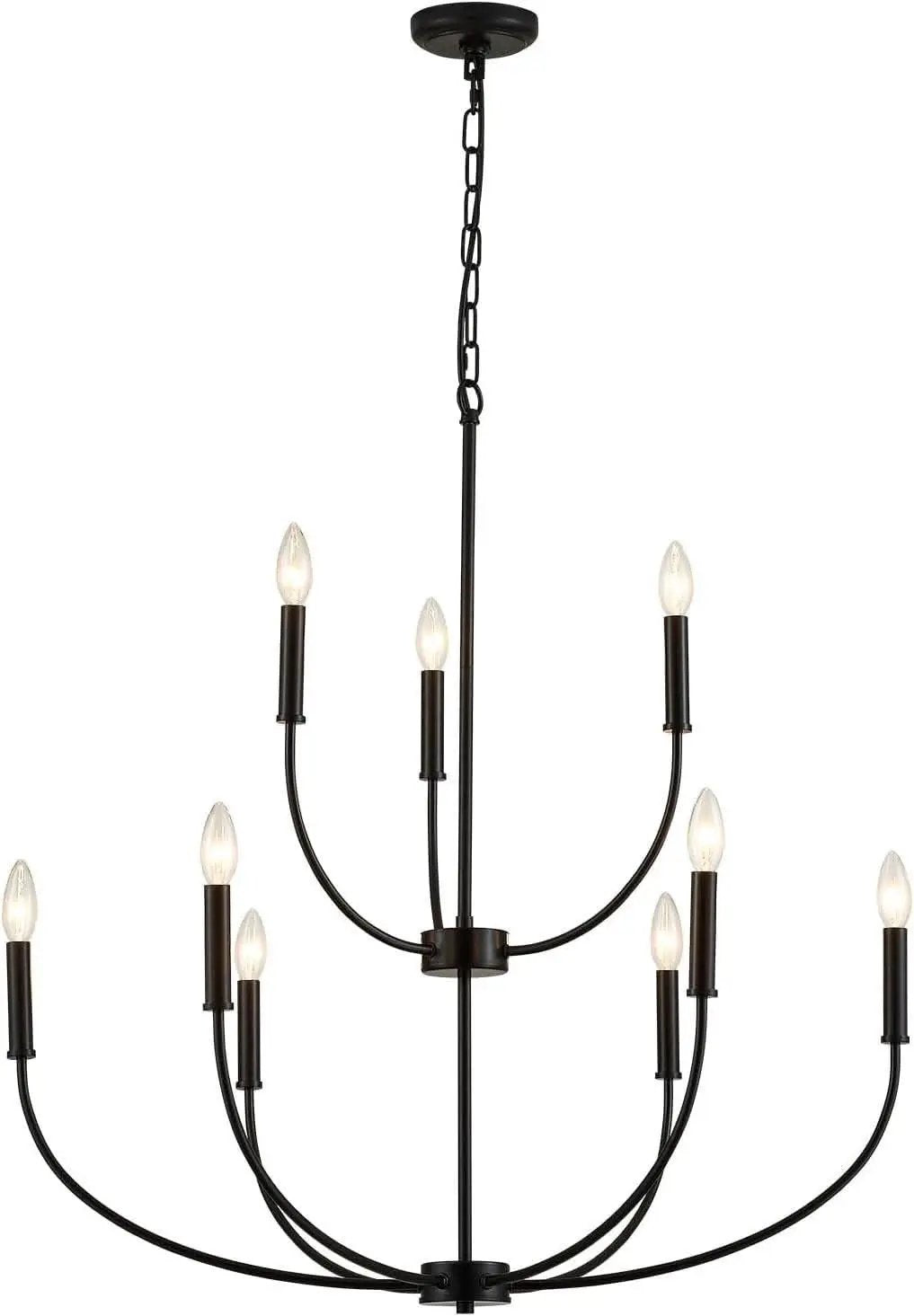 Nine Light Black Chandelier For Entryway Modern Farmhouse from PriceLows™
