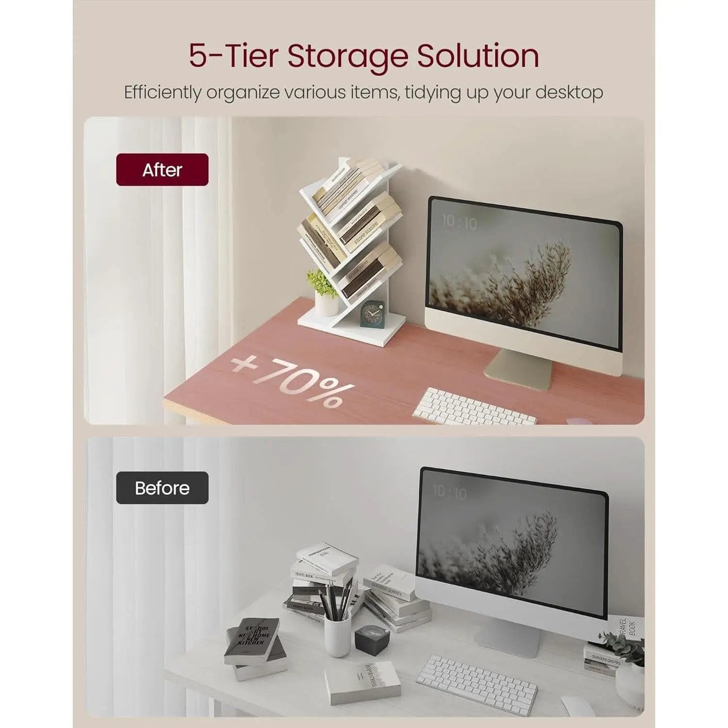 Cloud White Tree Bookshelf Five Tier Corner Shelf Unit from PriceLows™