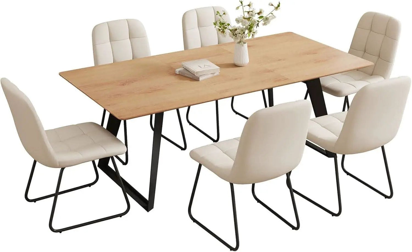 67 Inch Expandable Dining Table Set With Six Chairs from PriceLows™