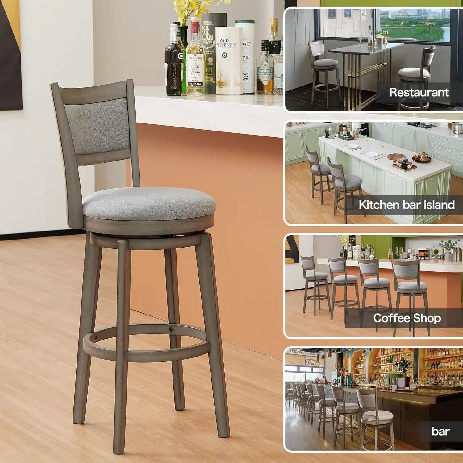 High Back Swivel Bar Stools Set of Two from PriceLows™