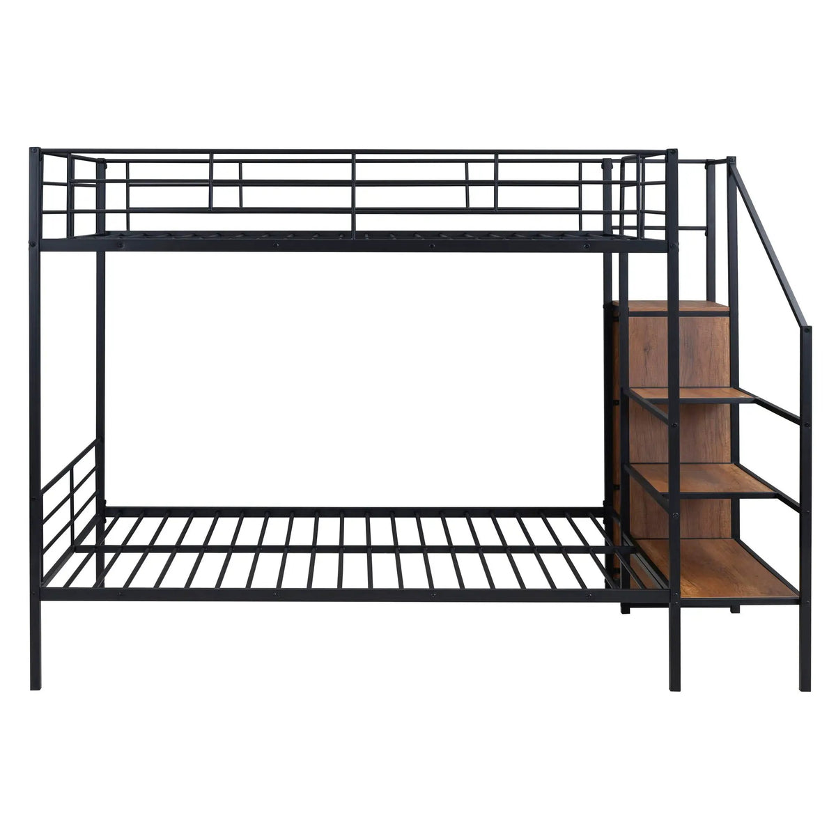 Metal Bunk Bed With Desk | Lateral Storage Ladder | Wardrobe | Clean-Cut Silhouette