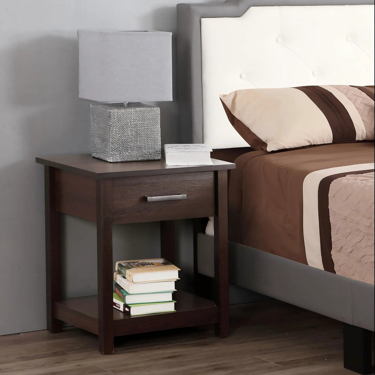 Salem Nightstand | Laminated Finishes | Roller Drawer Glides | Wood Construction