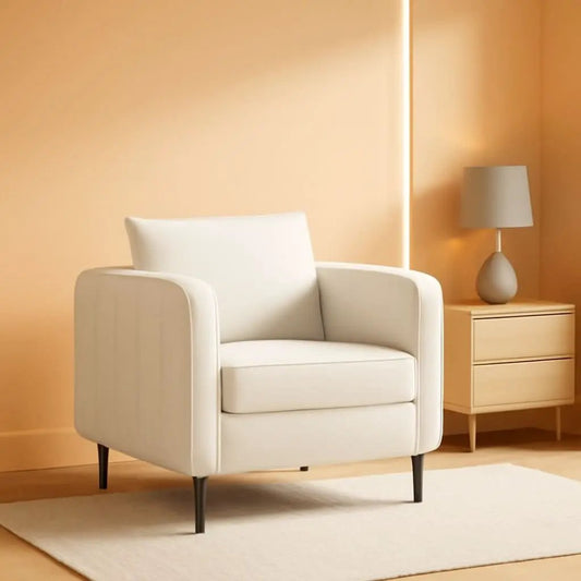 Soft Modern Velvet Accent Chair With Square Arm Beige from PriceLows™