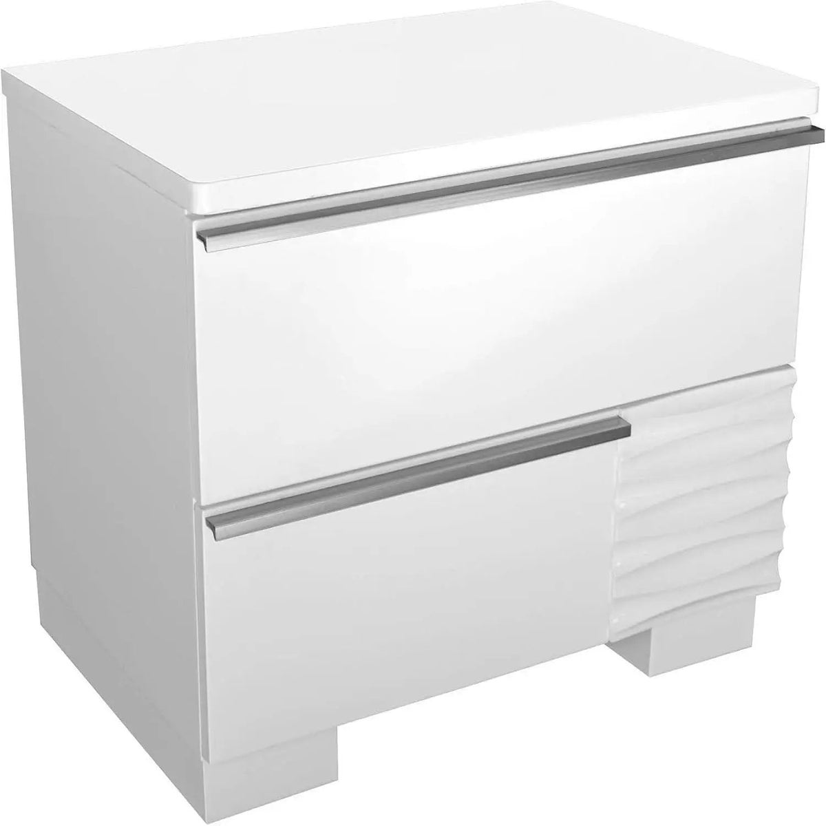 2 Drawer Nightstand | High Gloss White Finish | Contemporary Decor