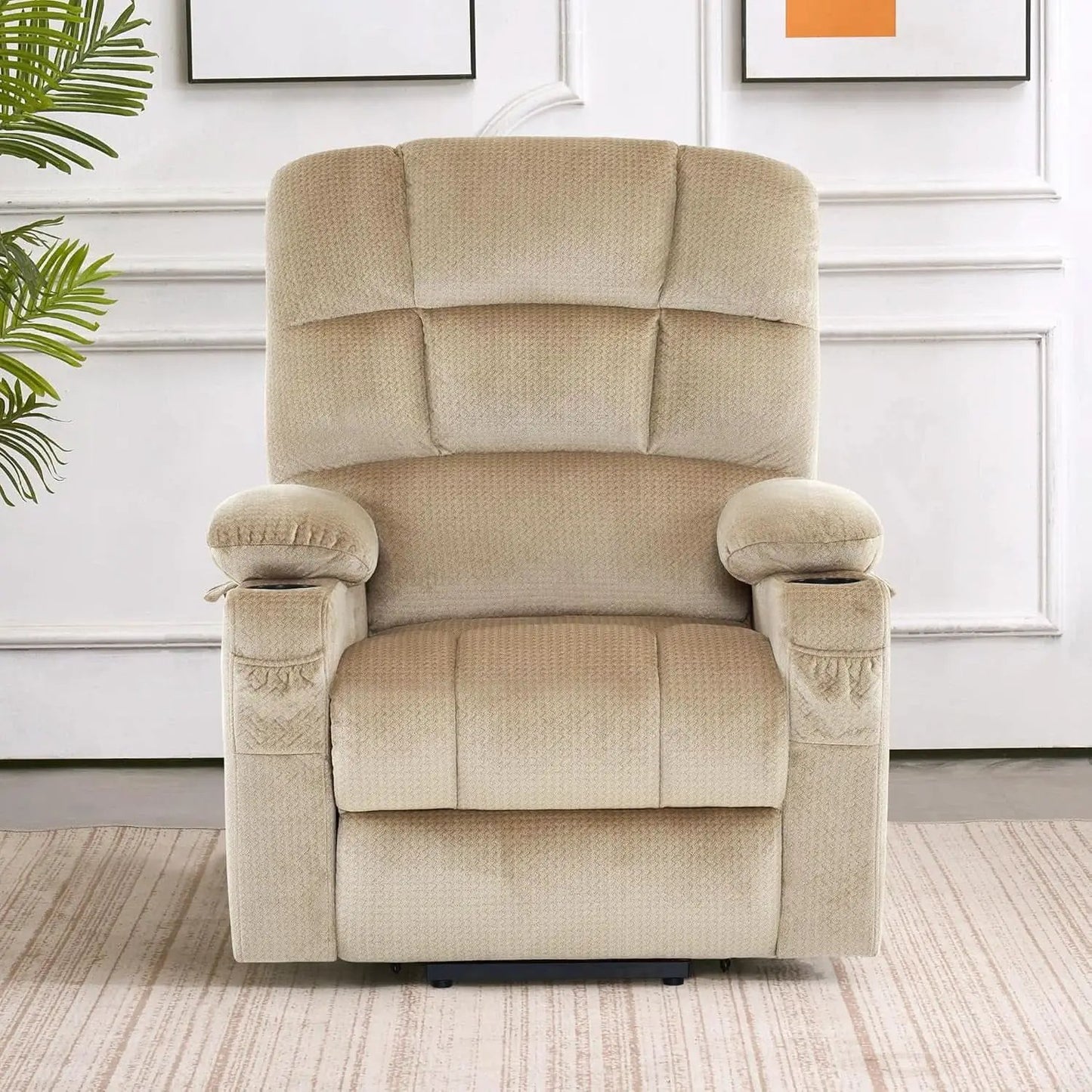 Dual Motor Power Lift Recliner Chair With Massage And Heat Beige Fabric Medium from PriceLows™