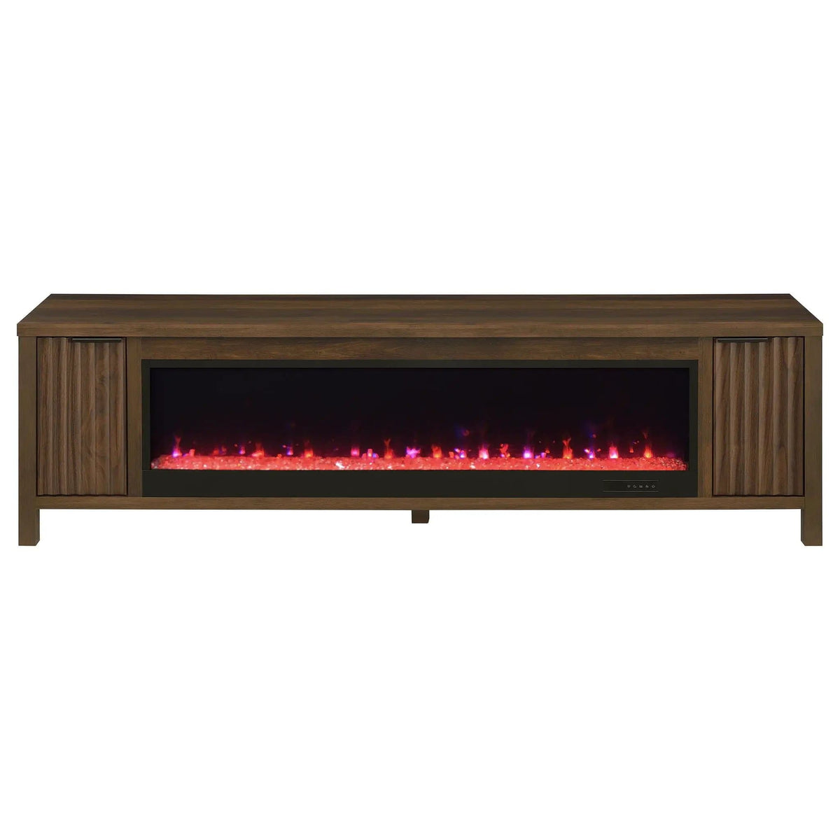 Carey 79-inch TV Stand Fireplace Media Console Dark Pine | 78.75 x 15.5 x 22.75 in | Glass | Living Room
