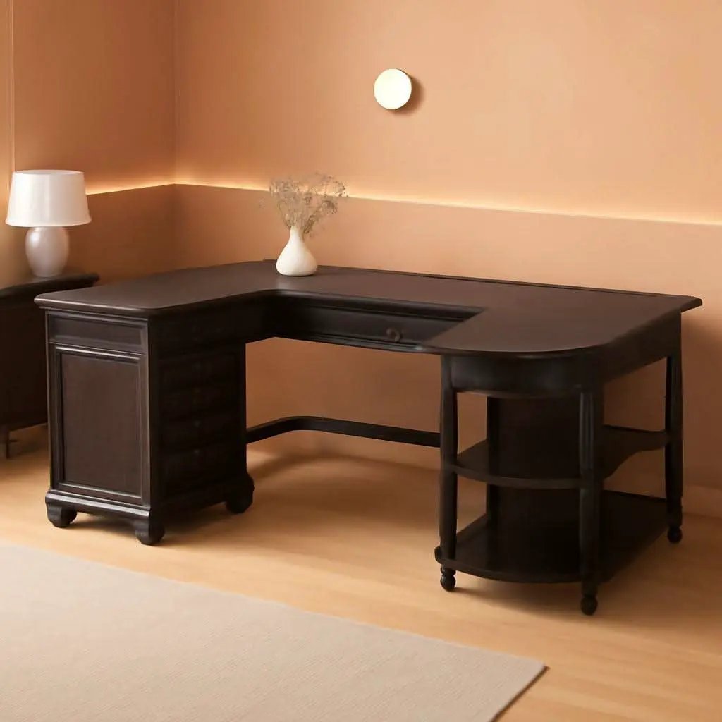 Contemporary L Shaped Desk USB Charging Drawer from PriceLows™