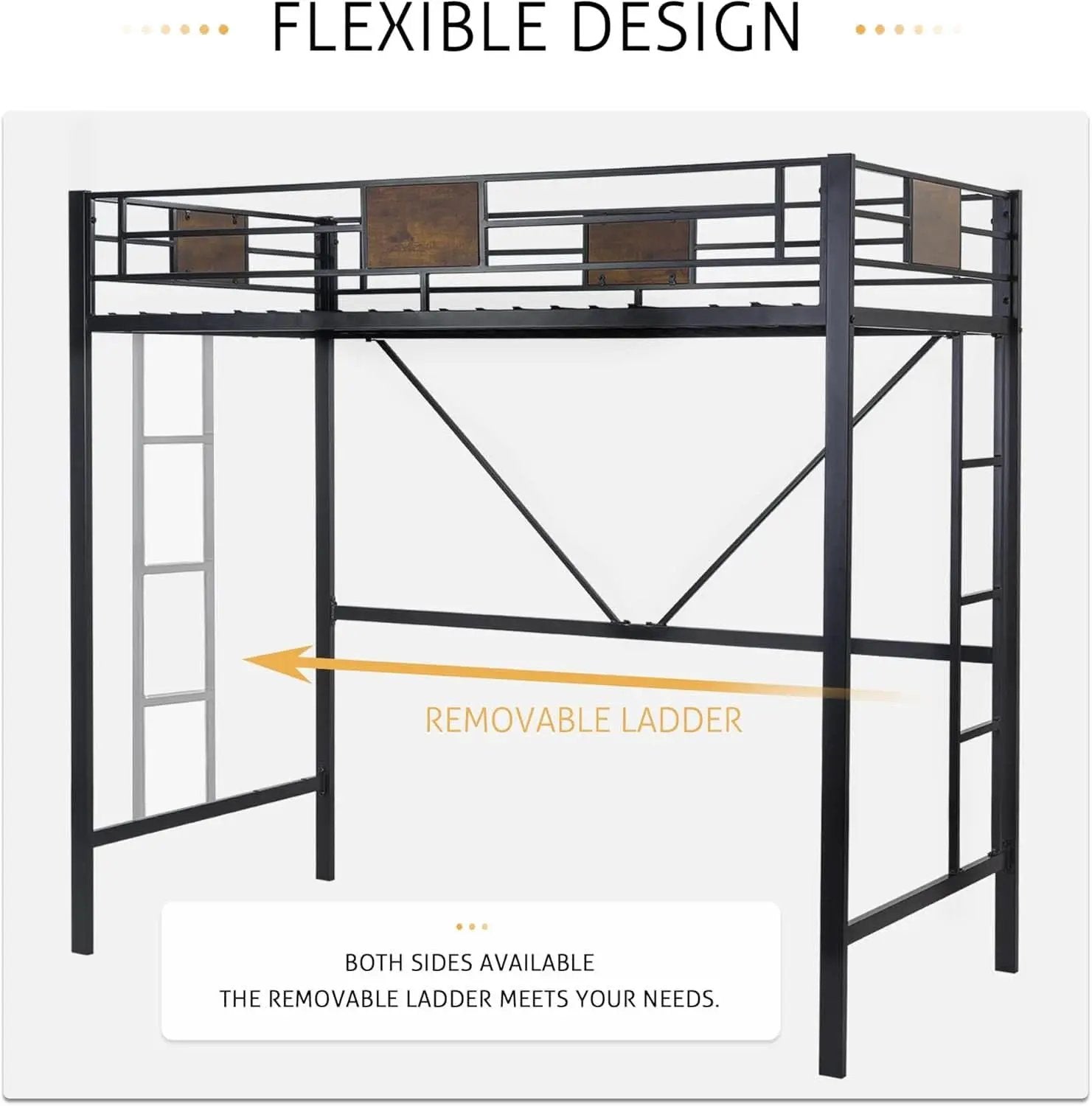 Twin Loft Bed With Ladder And Guard Rail In Rustic Style from PriceLows™