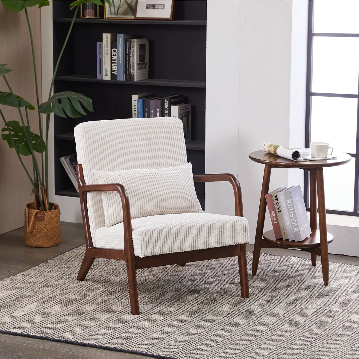 Accent Chair With Pillow | Solid Rubberwood Frame | Ergonomic Support | Versatile Design