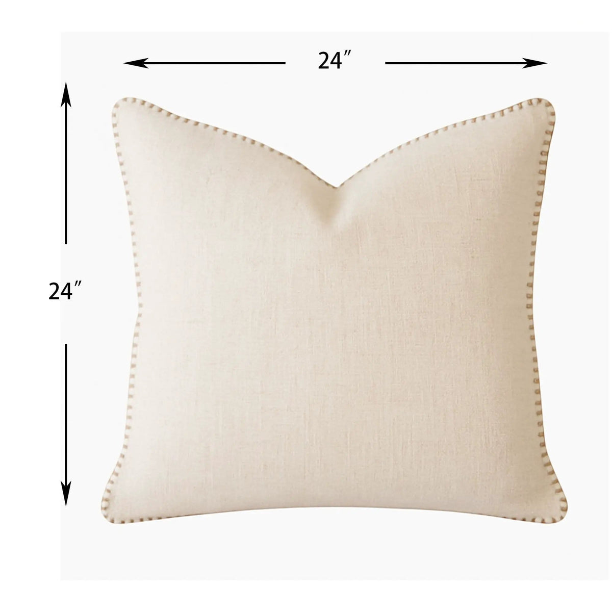Homey Cozy Throw Pillow With Decorative Stitching | Throw Pillow | Linen & Polyester | Ivory